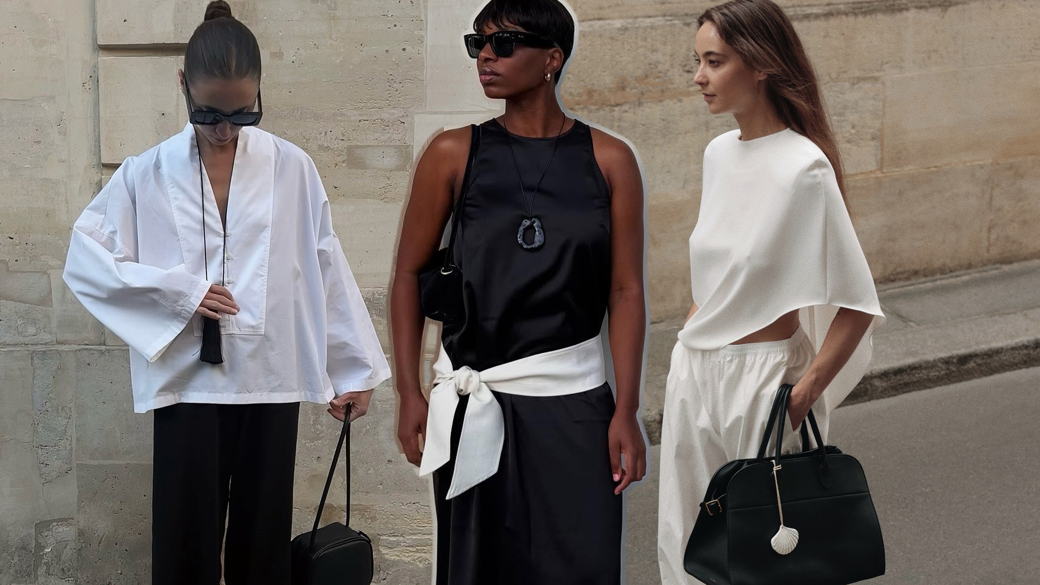 A collage of women in Paris wearing summer 2026 trends.