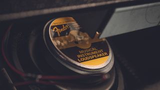 Close up of Fender speaker on a Fender Pro Junior guitar amp