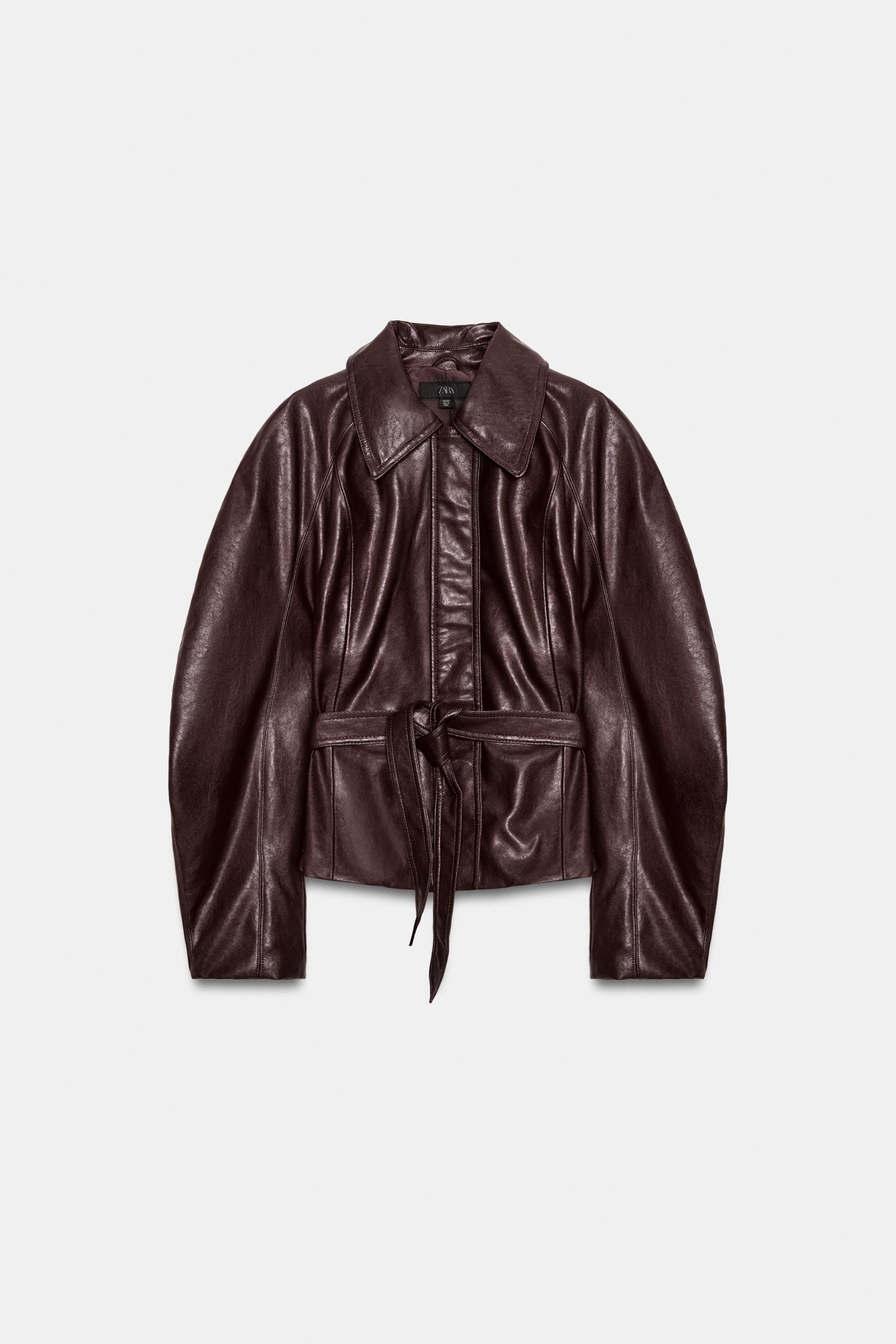 ZARA, Leather-Effect Belted Jacket