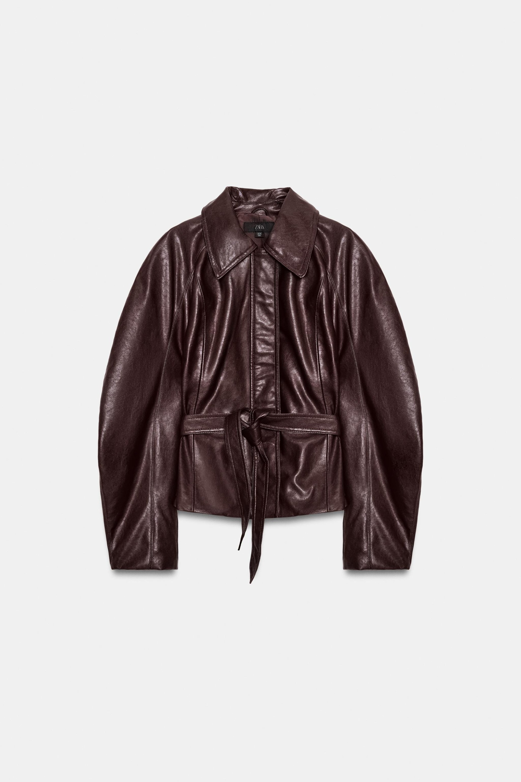 ZARA, Leather-Effect Belted Jacket