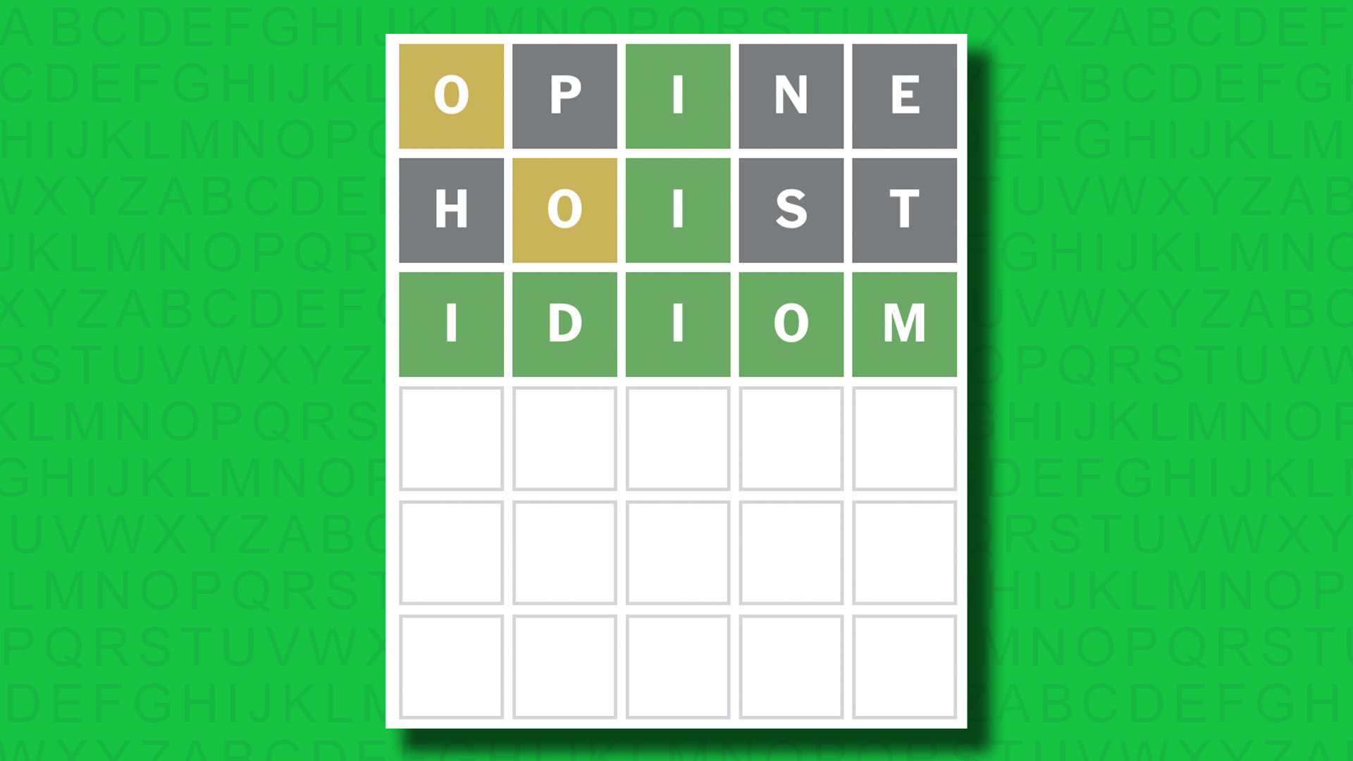 NYT Wordle answer for game 1441 on a green background