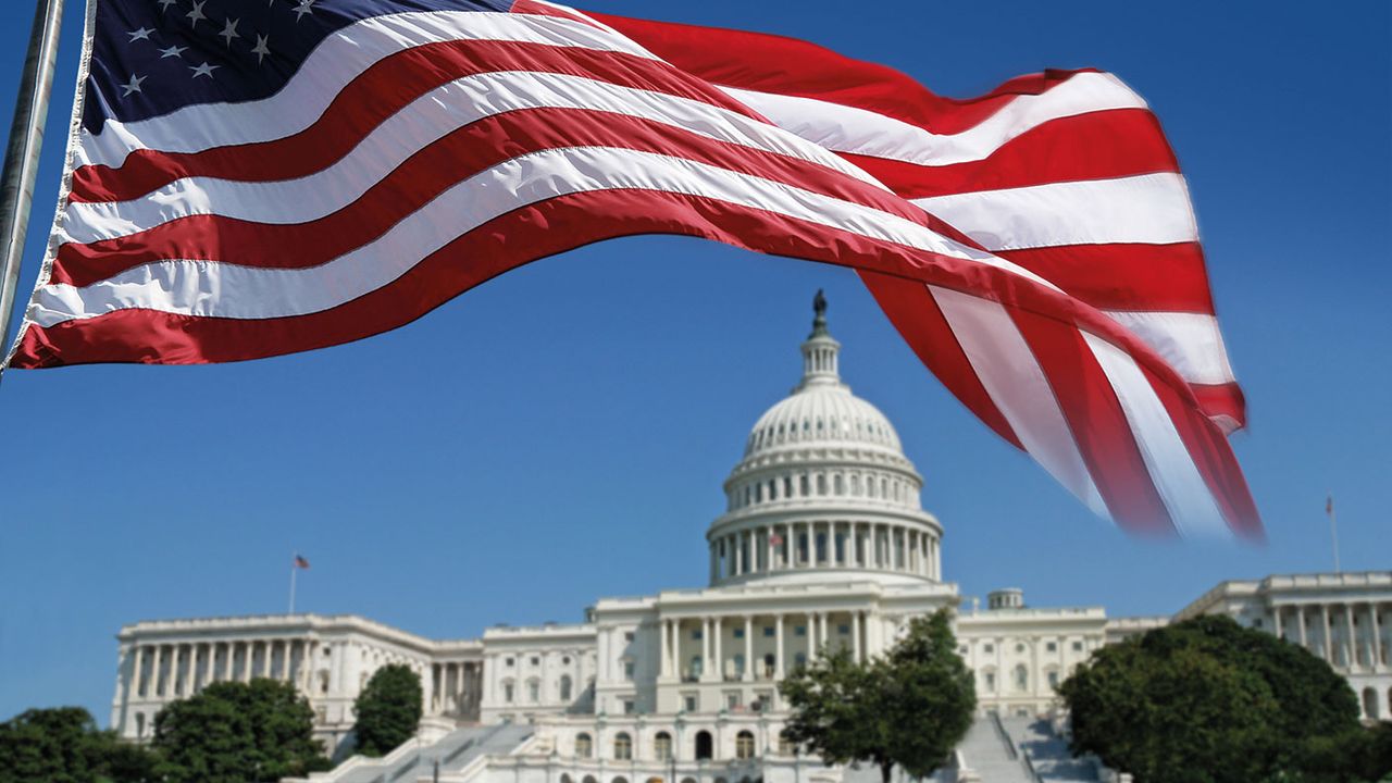 US flag and Capitol building