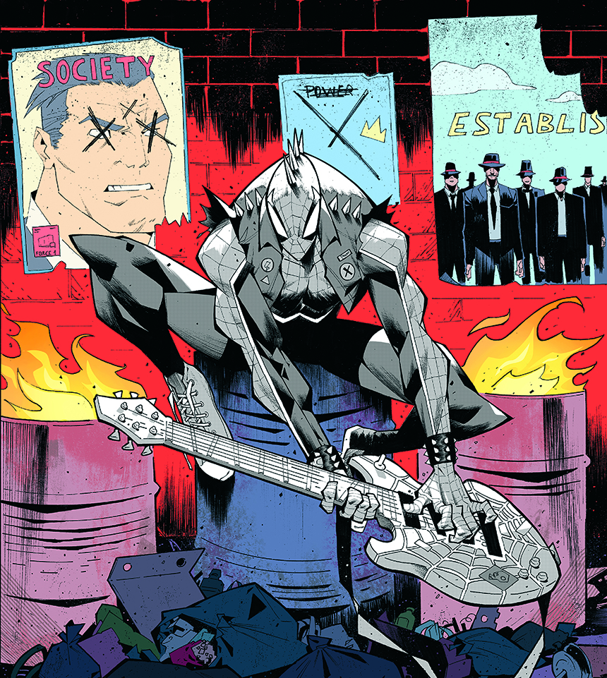 Ilustración de Spider-Punk Marvel Snapcard Trabajo en progreso