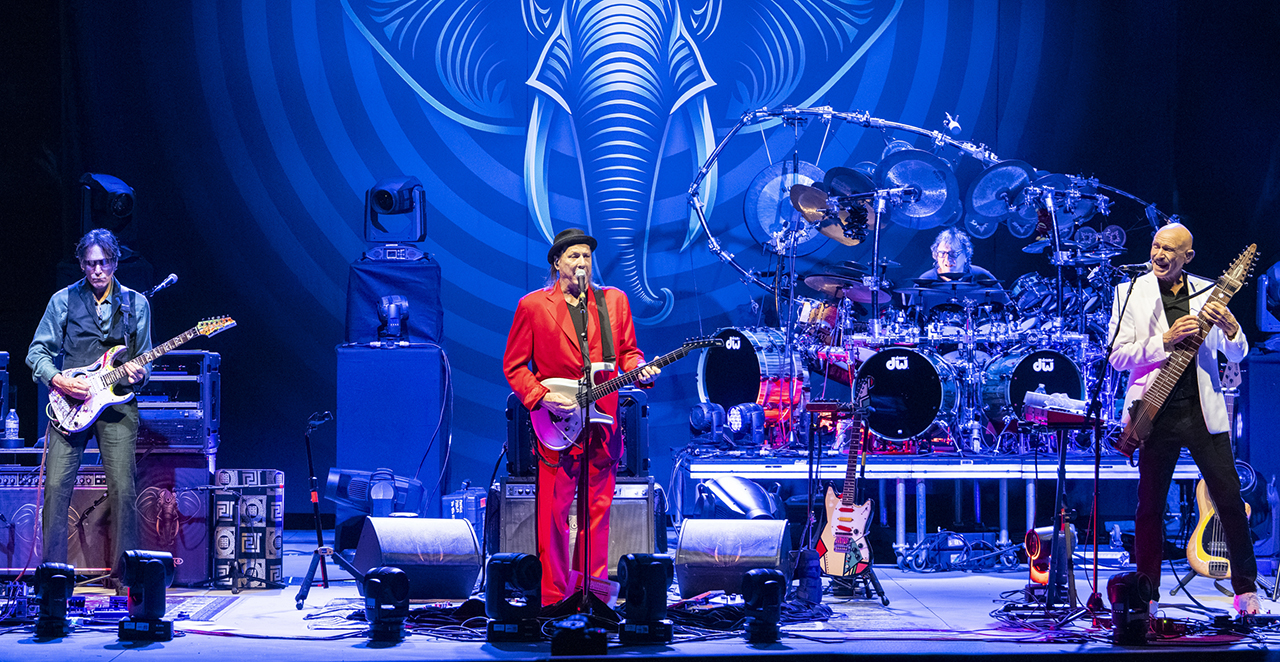 Steve Vai, Adrian Belew, Terry Bozzio and Tony Levin of Beat perform at Quarry Amphitheater At UC Santa Cruz on October 09, 2026 in Santa Cruz, California. (Photo by Steve Jennings/Getty Images)