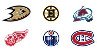 NHL logos laid out in a grid of six