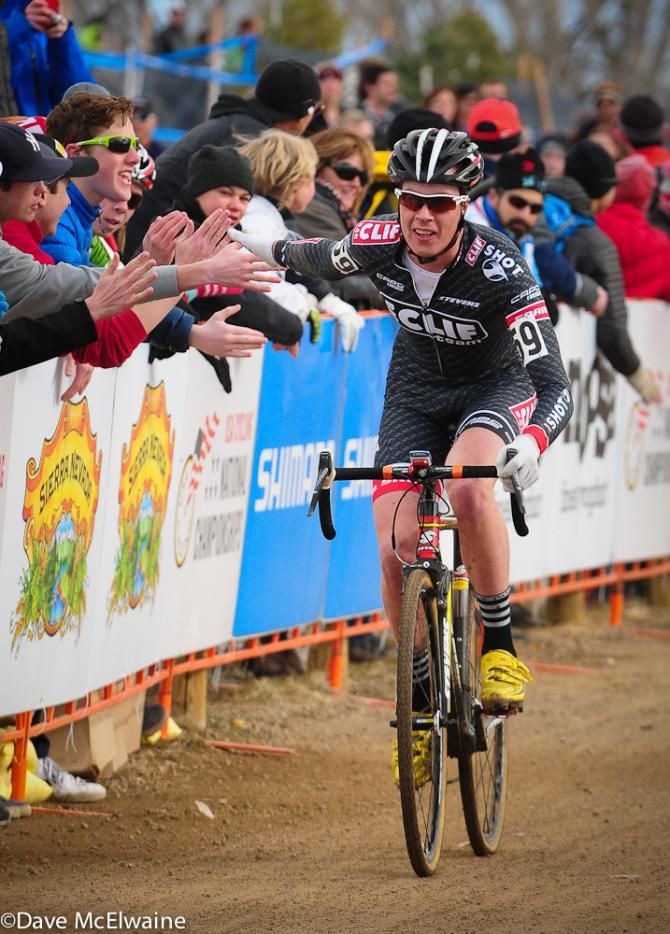 Max Chance (Cliff Bar) is congratulated by his hometown fans