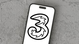 three uk logo on iphone screen