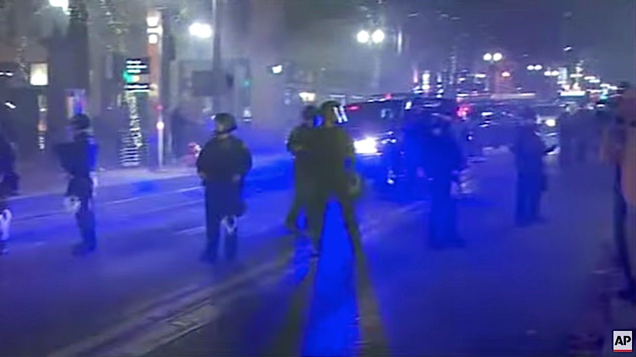 Police in downtown Portland