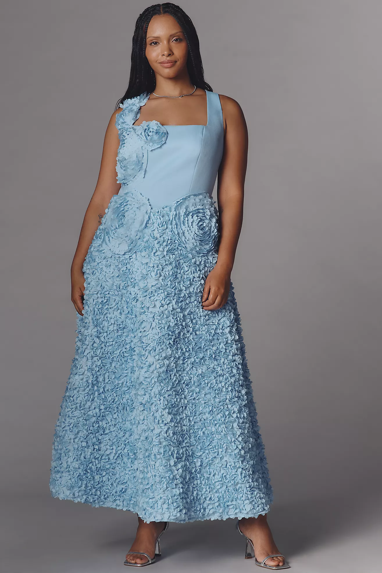 Elliatt Kaia Square-Neck Textured Midi Dress