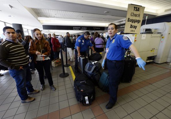 A TSA screening line at Los Angeles International Airport.