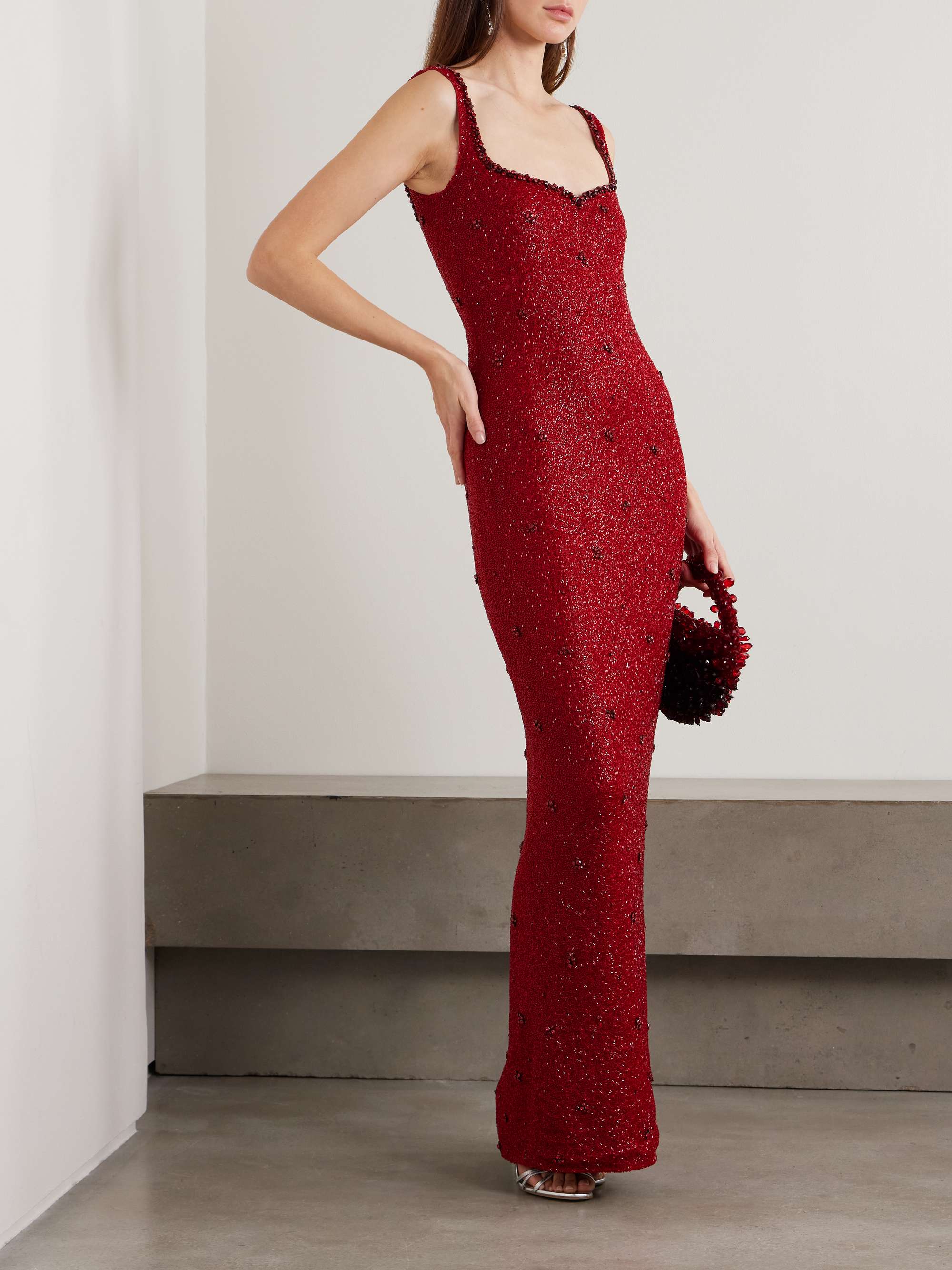 Sophia Embellished Stretch-Mesh Gown