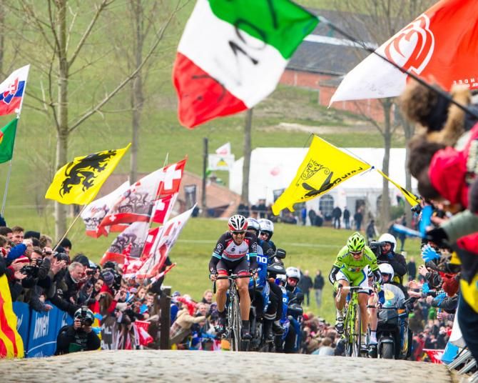 Fabian Cancellara leaves Peter Sagan gasping in his wake on the Paterberg.