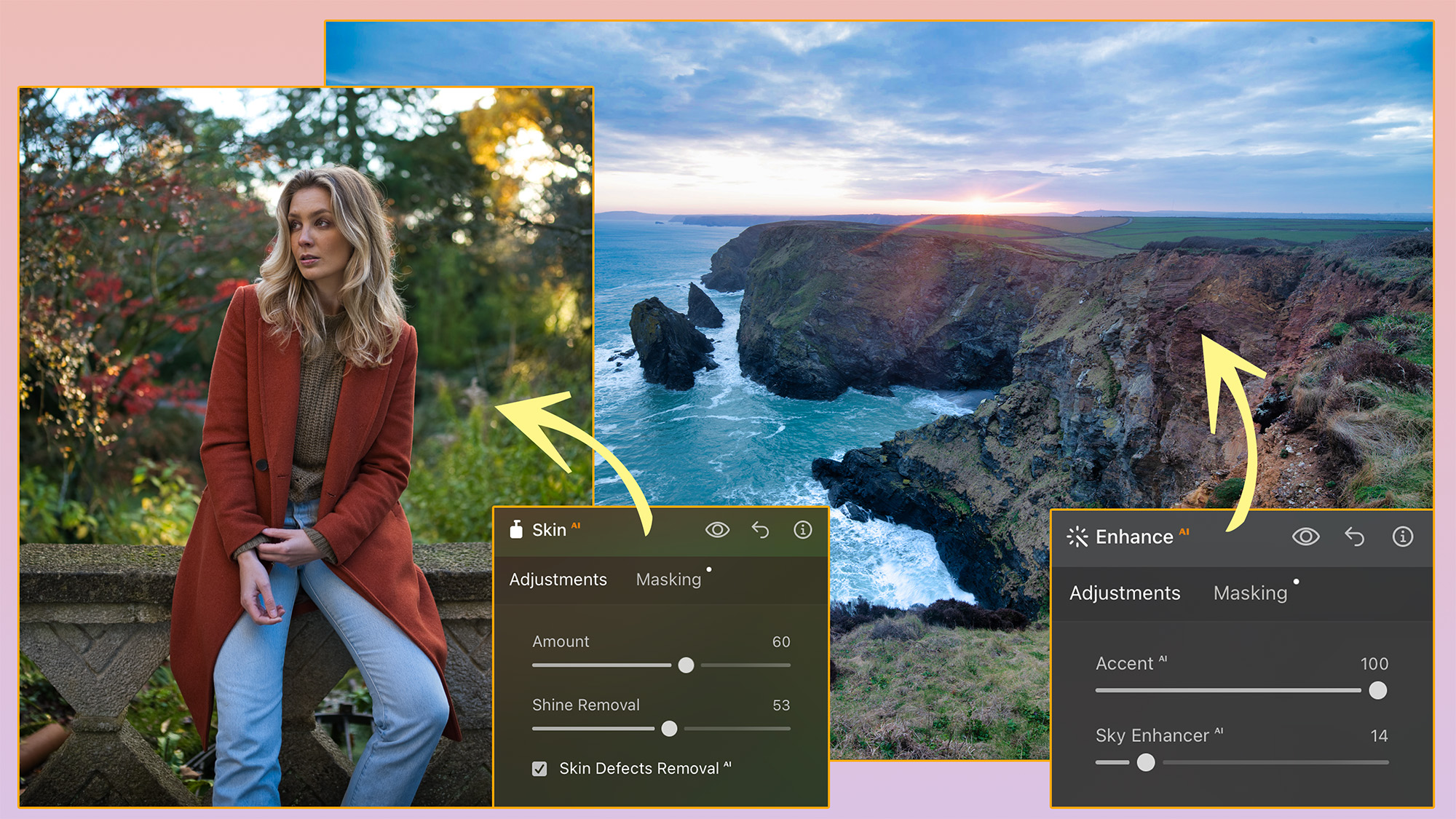 Luminar Neo screenshot showing portrait and landscape side by side 