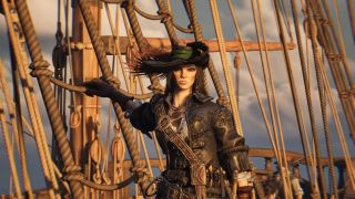 Windrose early access trailer screenshot shows a female pirate.