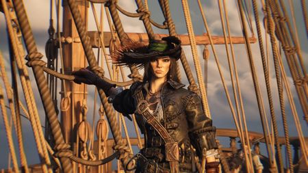Windrose early access trailer screenshot shows a female pirate.