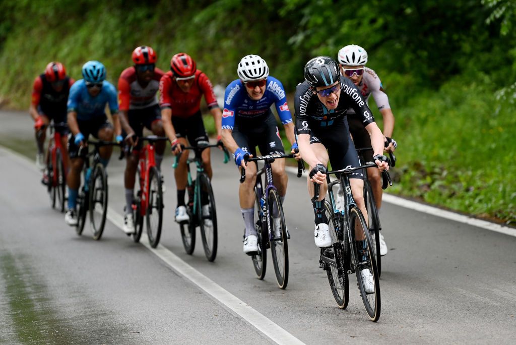 LAGO LACENOBAGNOLI IRPINO ITALY MAY 09 Andreas Leknessund of Norway and Team DSM competes in the front group during the 106th Giro dItalia 2023 Stage 4 a 175km stage from Venosa to Lago Laceno 1059m Bagnoli Irpino UCIWT on May 09 2023 in Lago Laceno 1059m Bagnoli Irpino Italy Photo by Tim de WaeleGetty Images