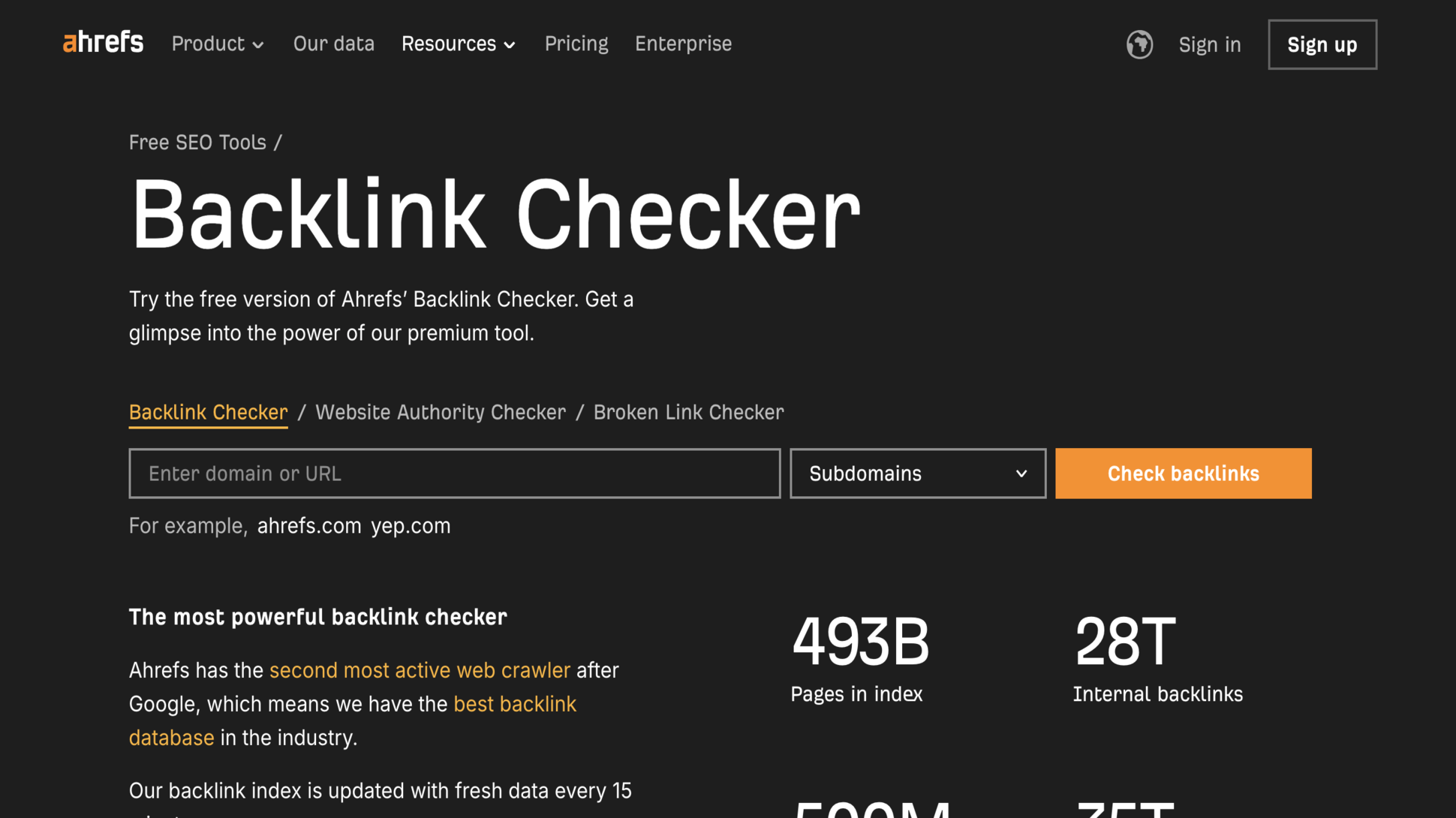 Ahrefs Backlink Checker