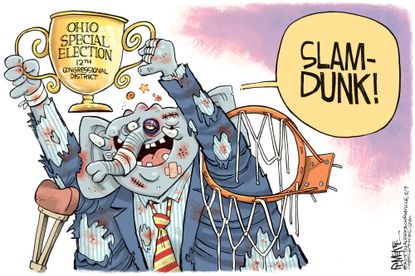 Political cartoon U.S. Ohio 12 special election GOP slam-dunk