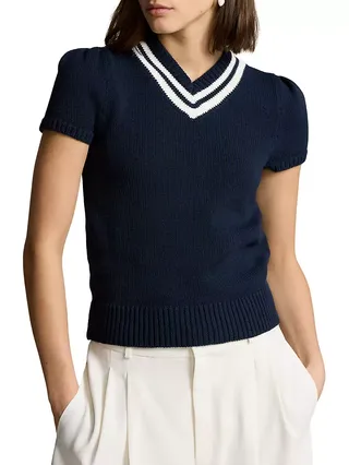 Sweater Katun Garis Universitas Kriket