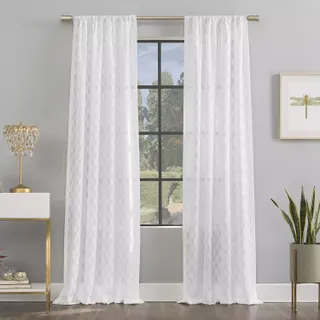 Scott Living Verge Geometric Clipped Jacquard Semi-Sheer Rod Pocket 1-Panel Window Curtain