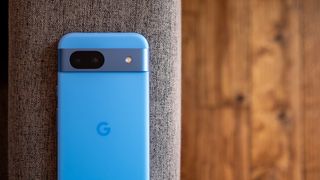 The Google Pixel 8a in the Bay blue colorway