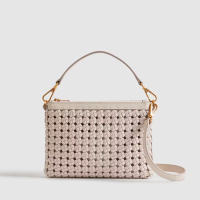 Brompton Leather Raffia Pouch Bag in Off White | Was £138 now £108