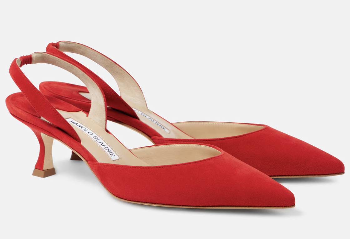 Manolo Blahnik, Carolyne Gala Val suede slingback pumps