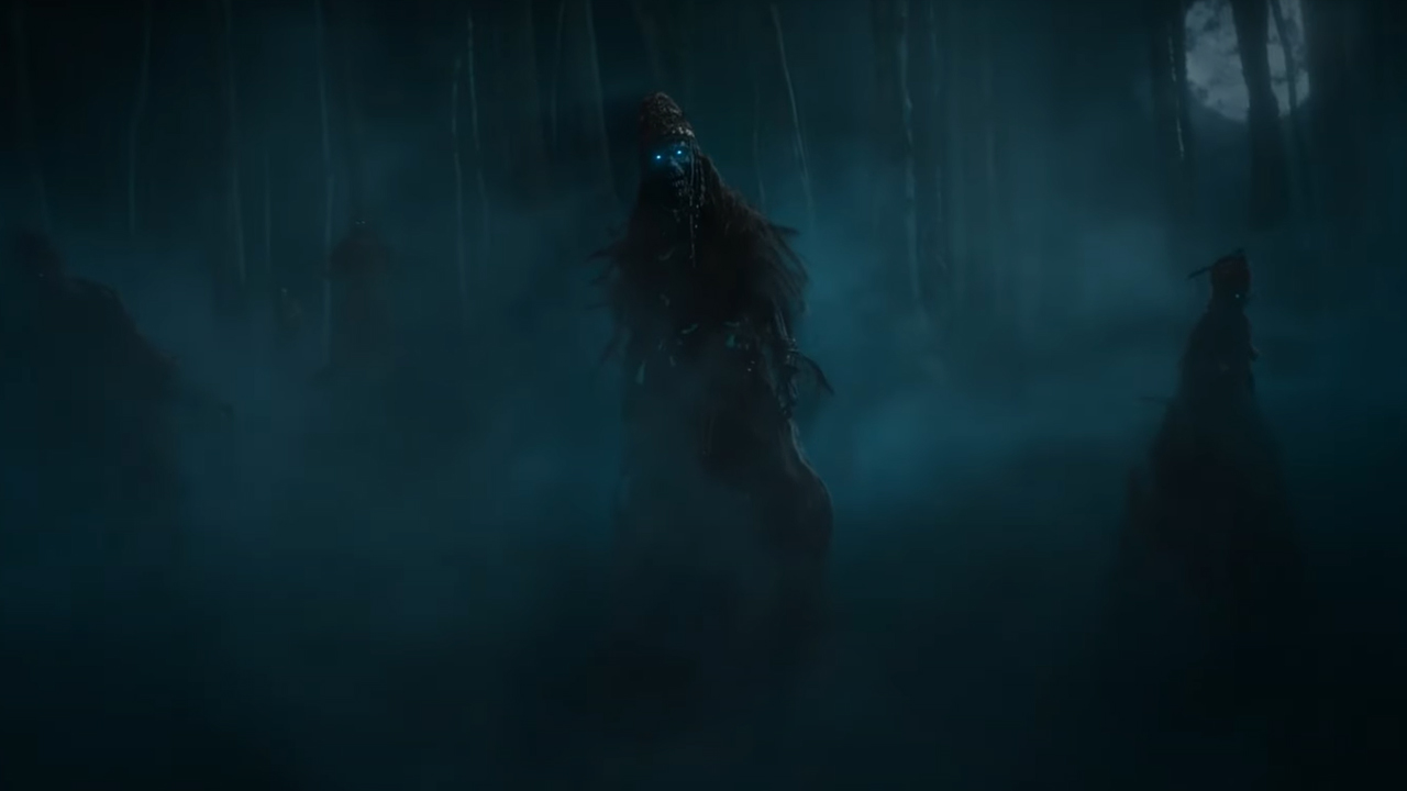 A shot of the Barrow-wights at night  in The Rings of Power season 2