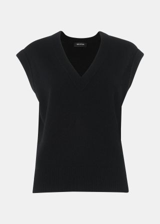 Black Wool V Neck Tank