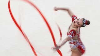 ROC athlete Dina Averina competes at the 2021 Rhythmic Gymnastics World Challenge Cup