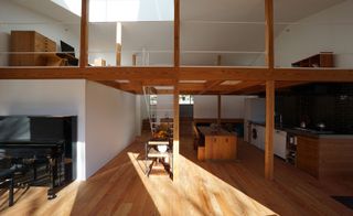 The internal wooden structure consists of a local species of Japanese Larch; all the other timber used in the project was also grown nearby