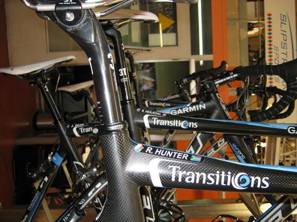 Robbie Hunter and Ryder Hesjedal's time trial bikes.