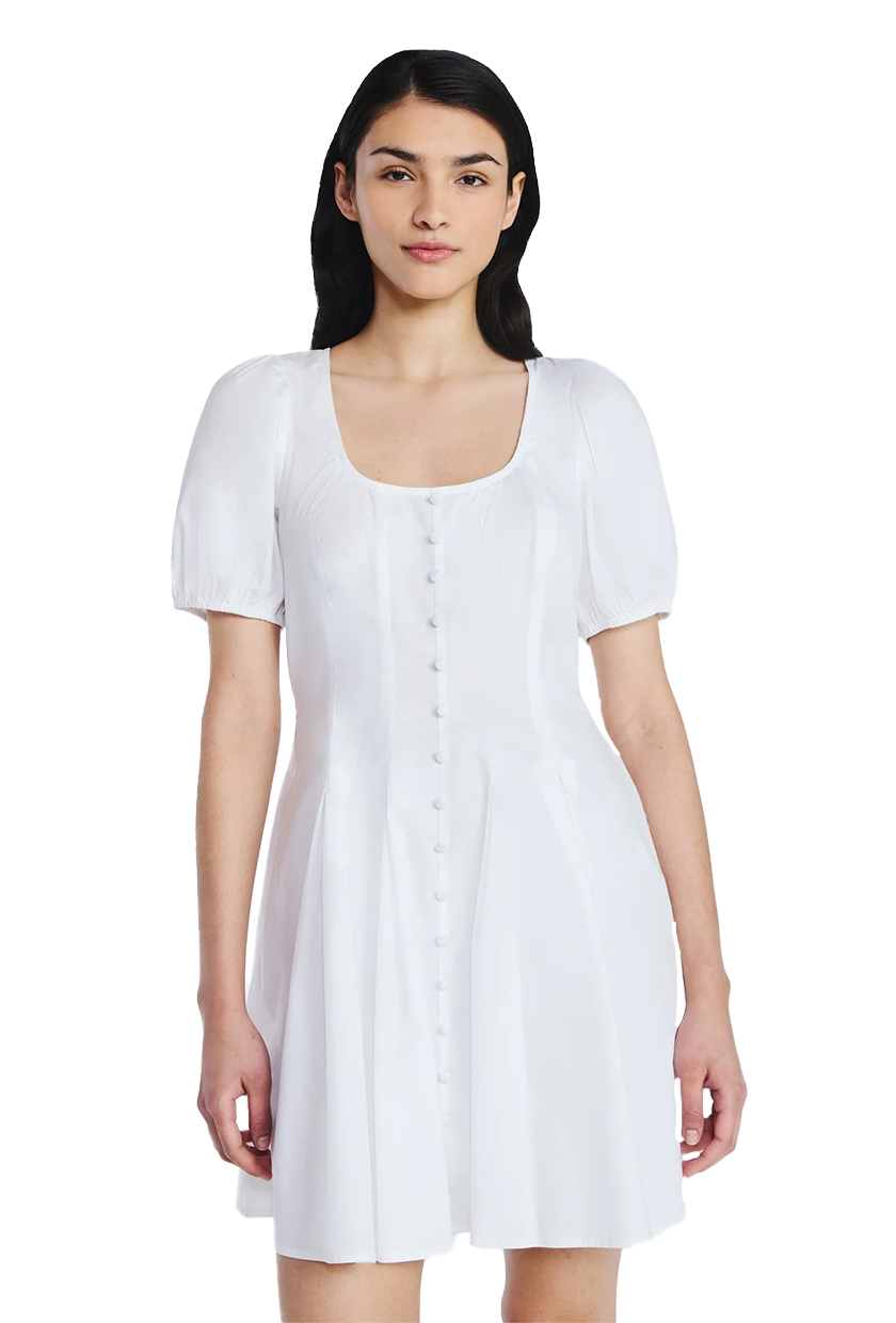 Scoop Women&amp;rsquo;s Button Front Mini Dress With Puff Sleeves, Sizes Xs-Xxl
