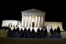 Protesters calling for Brown's confirmation.