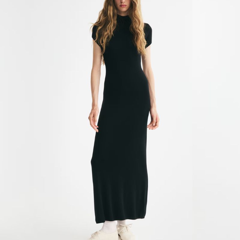 H&amp;amp;M, black maxi dress