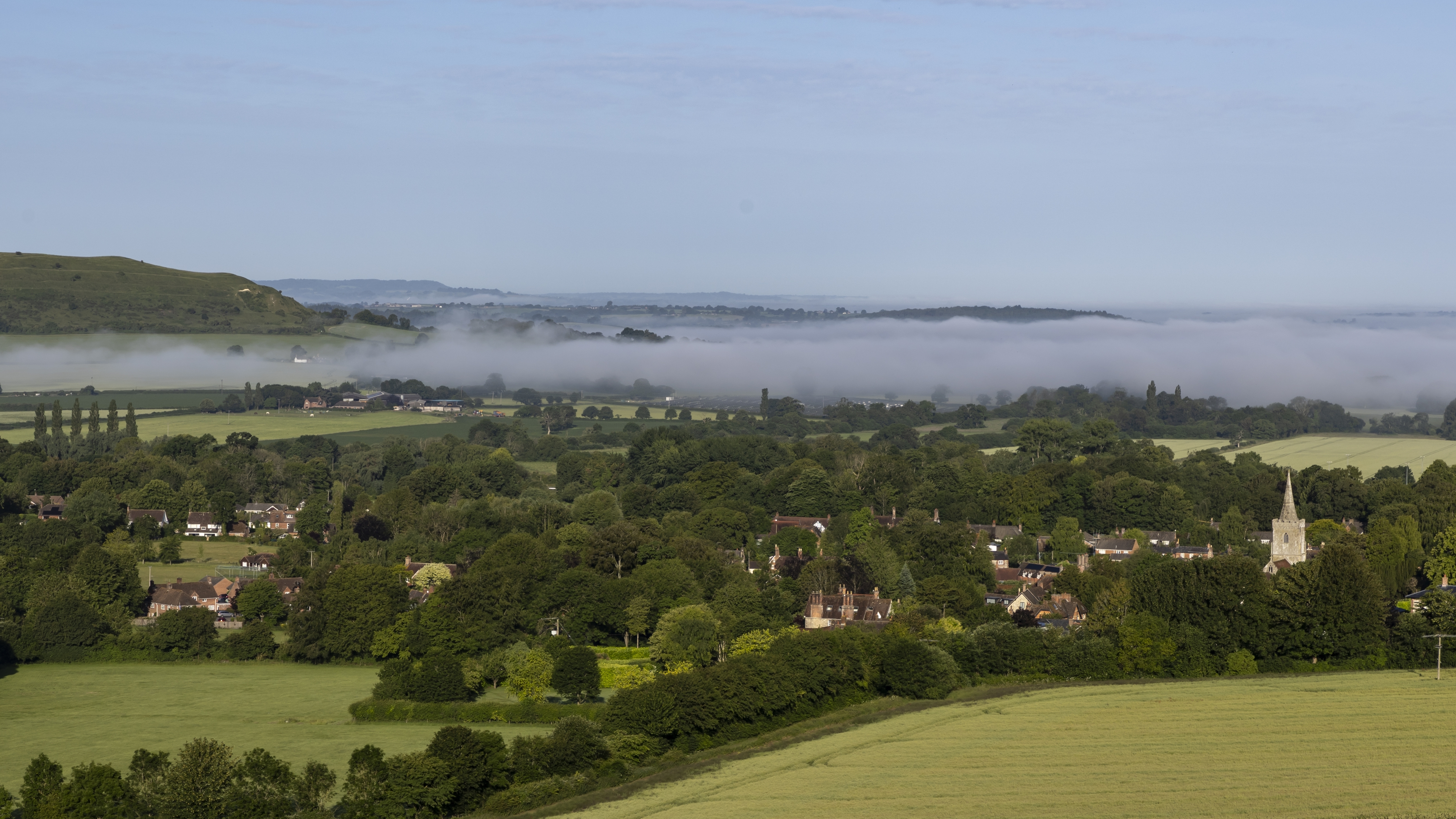 The beautiful Dorset village of Iwerne Minster in the soft morning light.