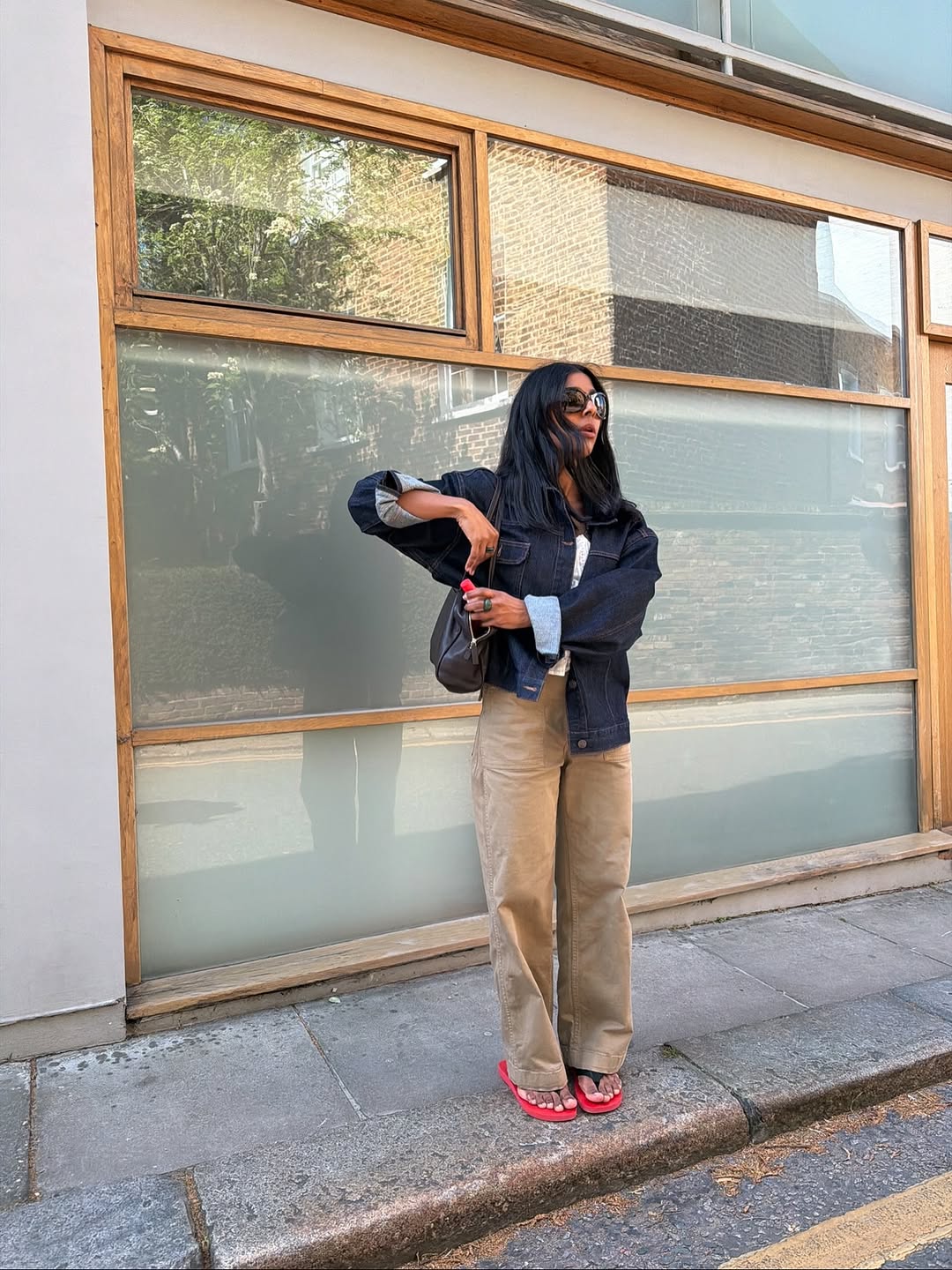Monikh Dale wearing a pair of slim-straight jeans