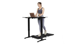 ToDo under desk treadmill being used at a standing desk