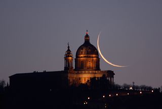 Old Moon Contact With Church Italy