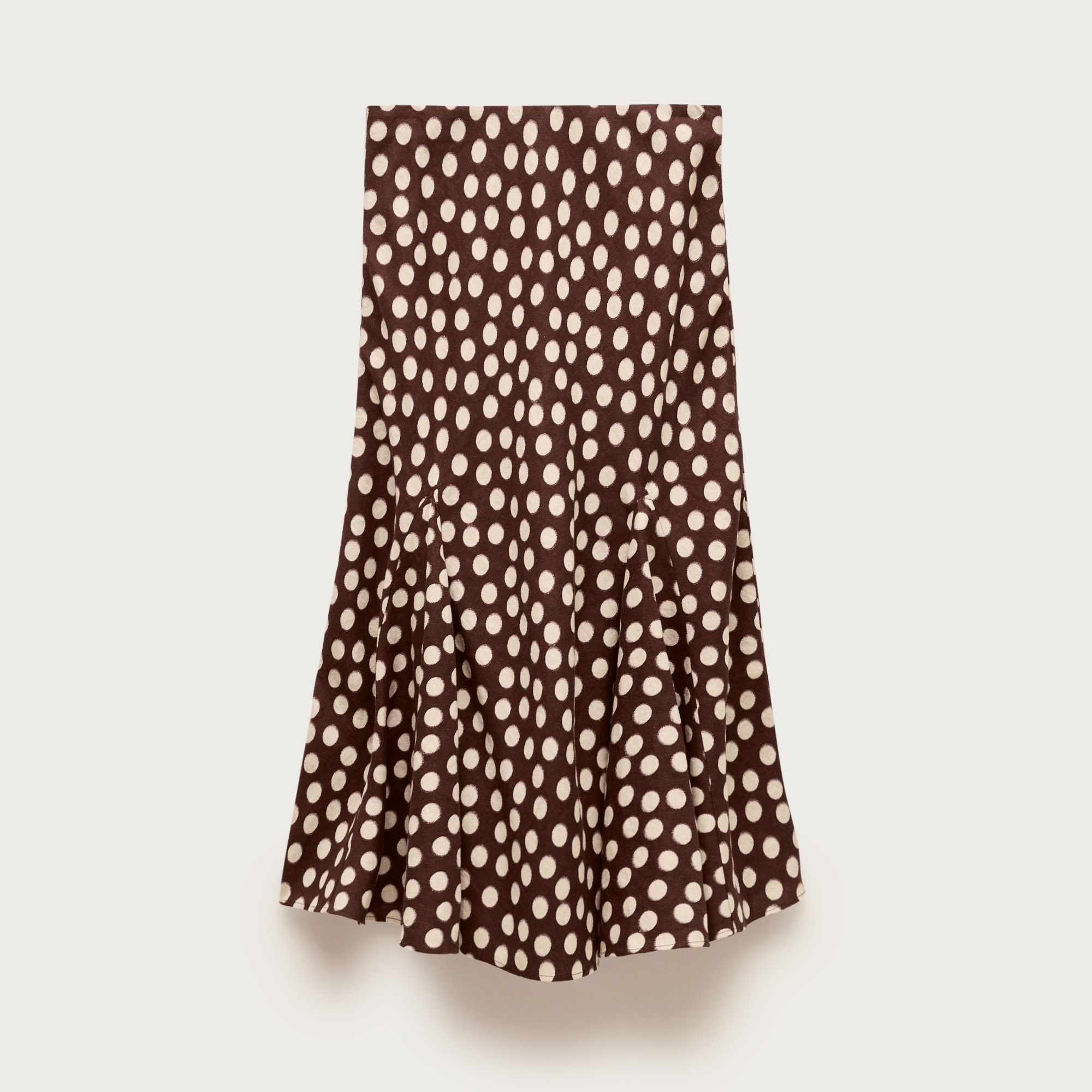 Gwyneth Flounce-Hem Slip Skirt in Linen Dot