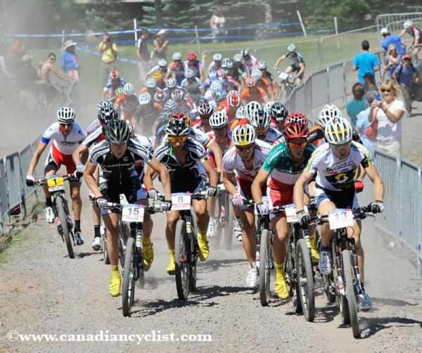 The men's start was on a long uphill gravel road.