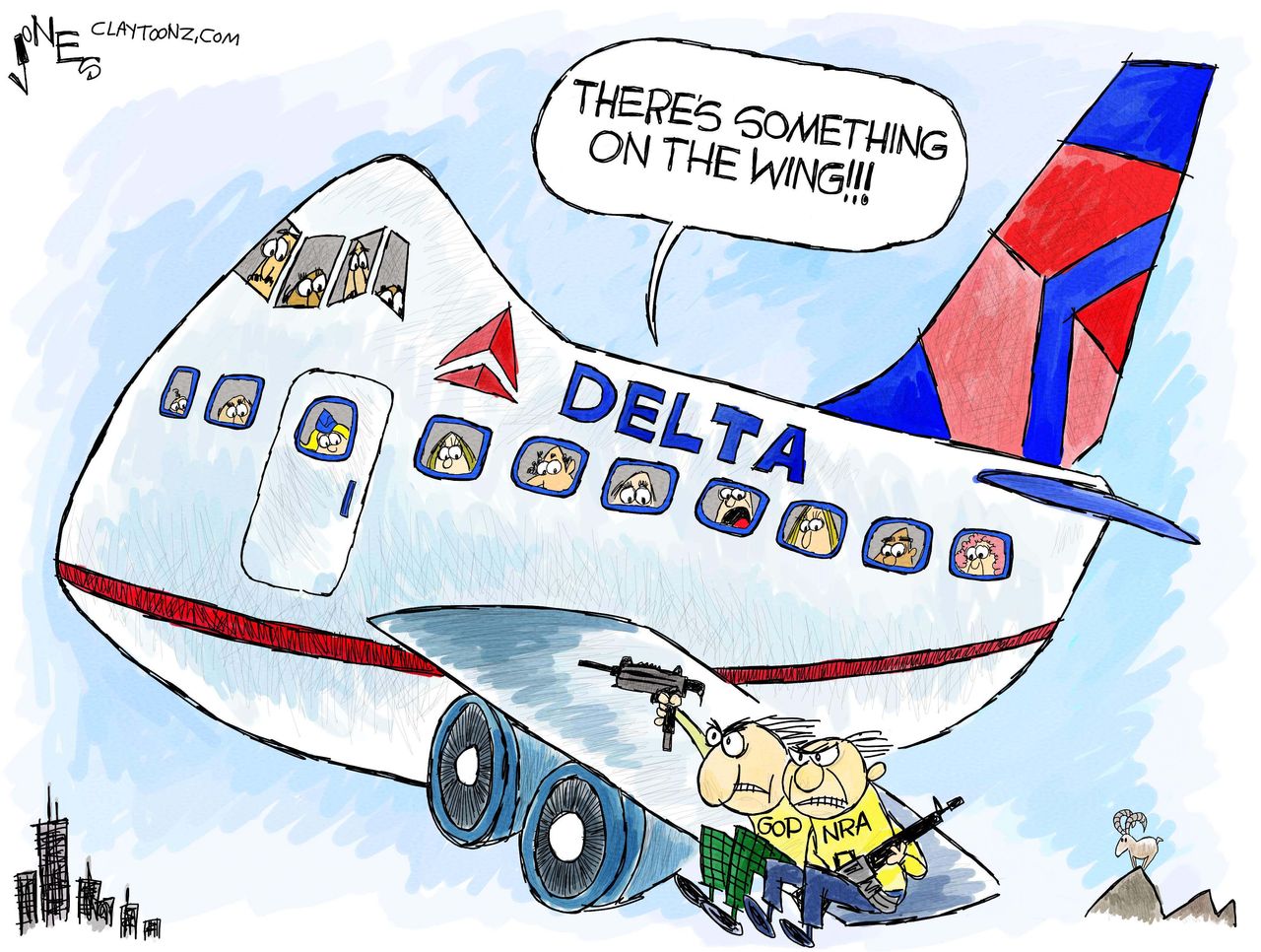 Political cartoon U.S. Delta drops NRA