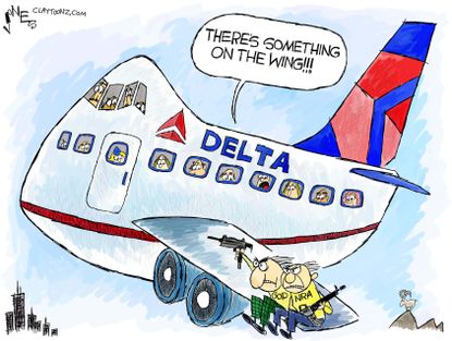 Political cartoon U.S. Delta drops NRA