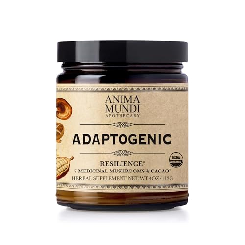 Anima Mundi Apothecary Organic Mushroom Supplement - Adaptogenic Mushrooms + Cacao - Uplifting Powder With Organic Lion's Mane, Shiitake, Chaga &amp;amp; More - Add to Coffee, Tea &amp;amp; Smoothies (4oz / 113g)
