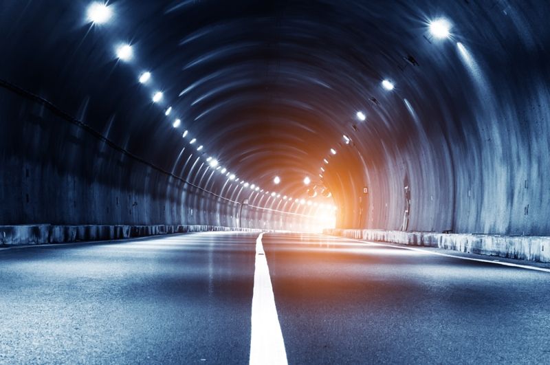 Abstract car in the tunnel trajectory 