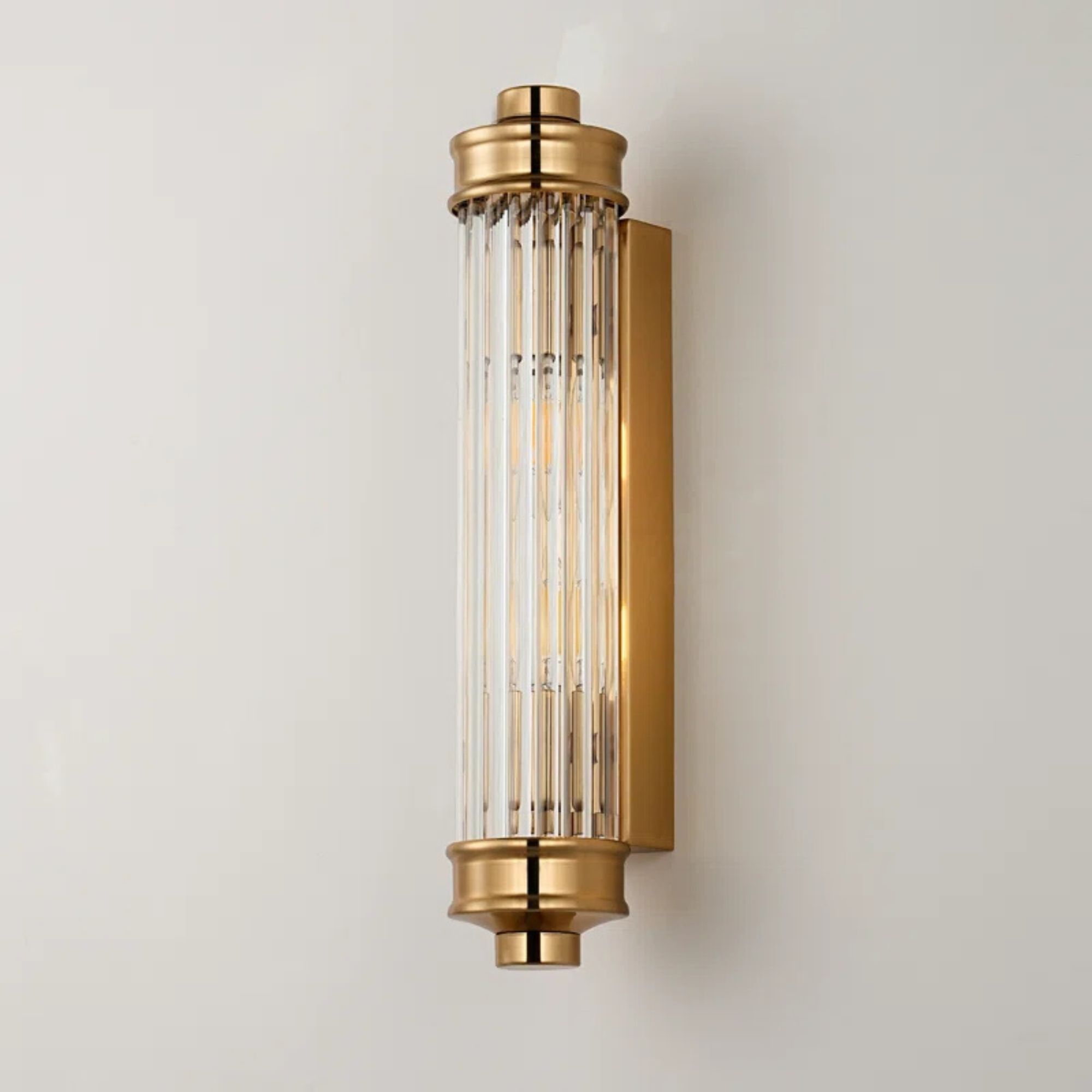 Sharima Ribbed Glass Rod Cylindrical Wall Light, 2 Heads Wall Lamp Wall Sconce