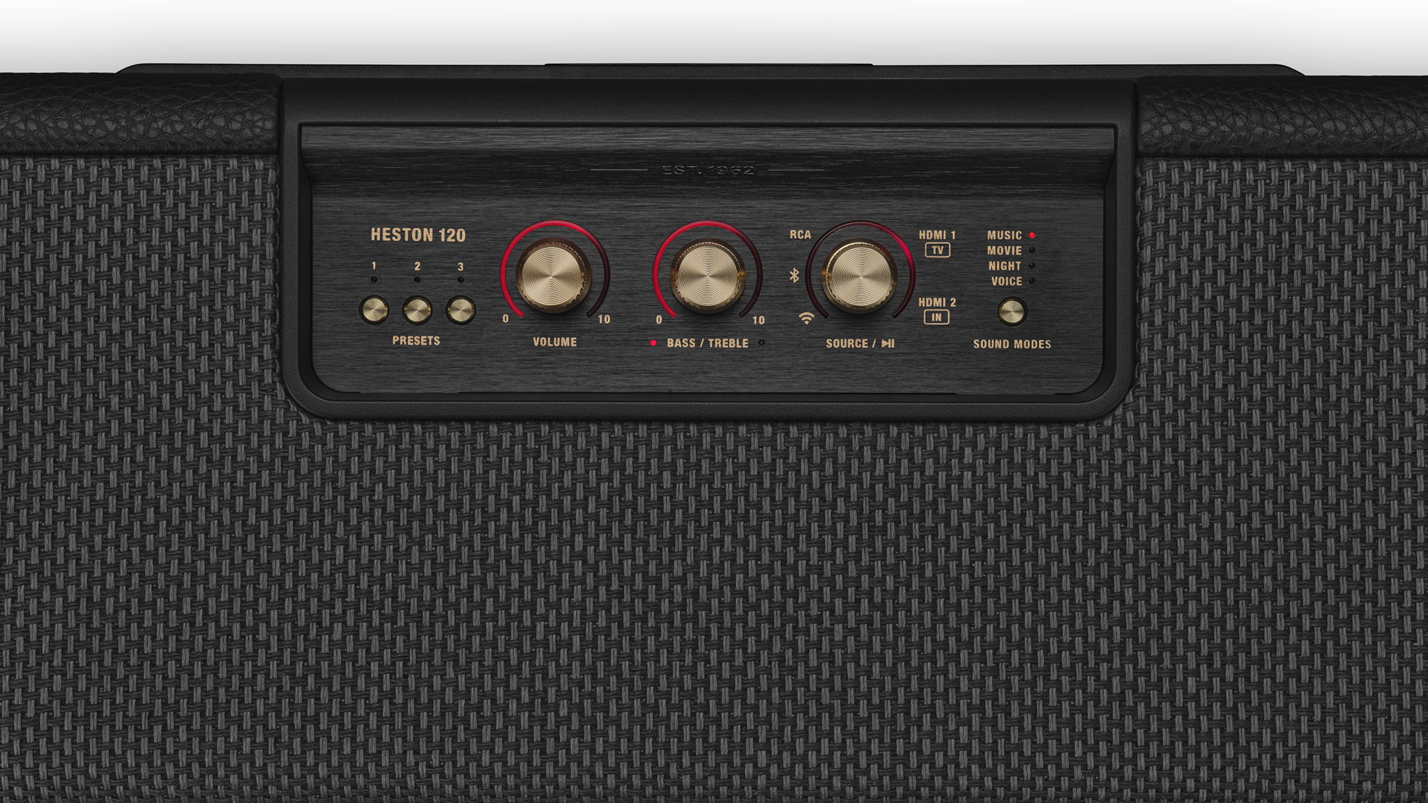 Marshall Heston 120 soundbar knobs and dials.
