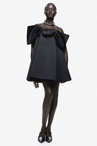 H&M Bow-Front Satin Mini Dress