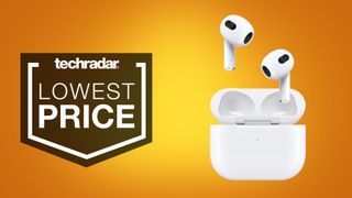 Apple AirPods 3rd generation on orange background