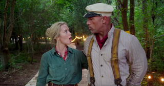 Dwayne Johnson and Emily Blunt in Jungle Cruise.